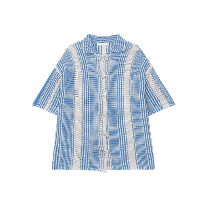 T-Shirt Comfort Fit da uomo - Elegante bordo scoperto con strisce - Maniche corte - Stile casual