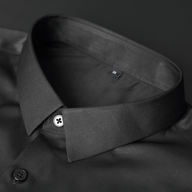 Elegante camicia da uomo button-down dalla vestibilità slim - Tessuto di cotone elasticizzato e antiscivolo, ideale per l'ufficio