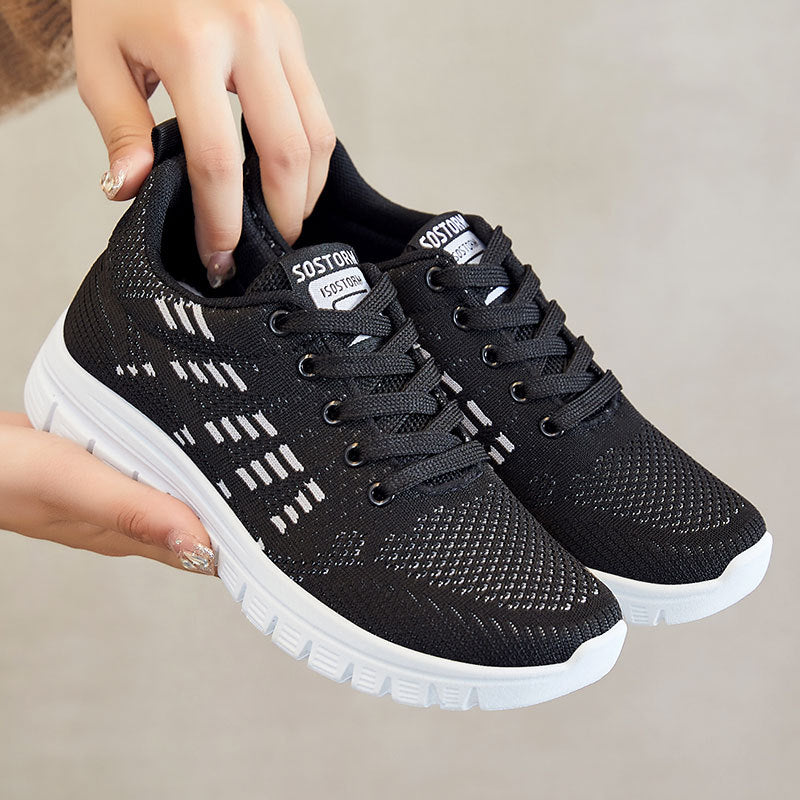 Eleganti sneakers da donna con tessuto a maglia traspirante, suola ammortizzata e leggera tomaia stringata