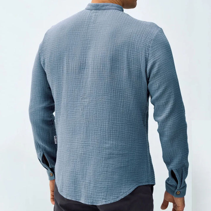 Gilet da uomo in morbido cotone con collo alla mandarina e maniche lunghe - vestibilità comoda ed elegante
