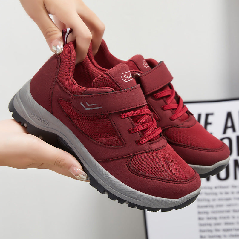 Scarpe da ginnastica da donna eleganti con mesh traspirante, comodo cinturino in velcro e suola morbida e ammortizzata con tomaia stringata