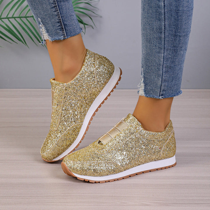 Eleganti sneakers da donna con tomaia in paillettes - facili da indossare e con una comoda suola ammortizzata