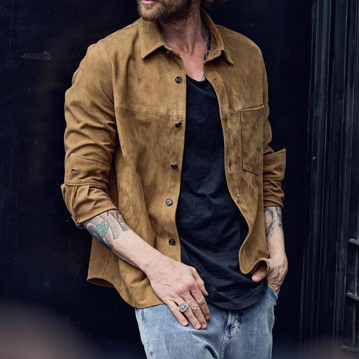 Camisa Casual para Hombres en Algodón Cepillado - Comfort y Estilo Retro en Manga Larga con Ajuste Relajado