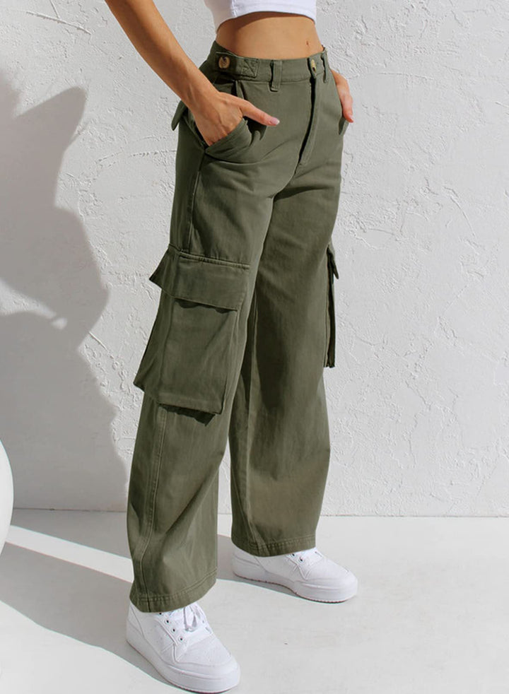 Niva - Jeans Cargo à la Mode pour Femmes, Taille Haute et Élégante, Confortevole e di tendenza