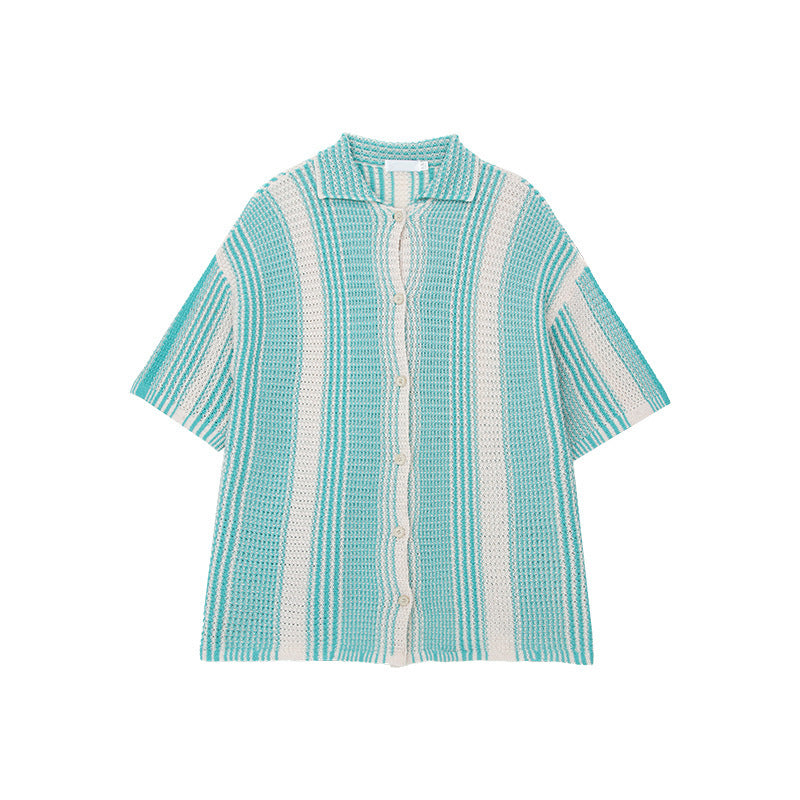 T-Shirt Comfort Fit da uomo - Elegante bordo scoperto con strisce - Maniche corte - Stile casual