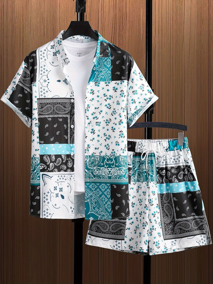 Un set di eleganza maschile: camicia a maniche corte e pantaloncini eleganti in un unico set
