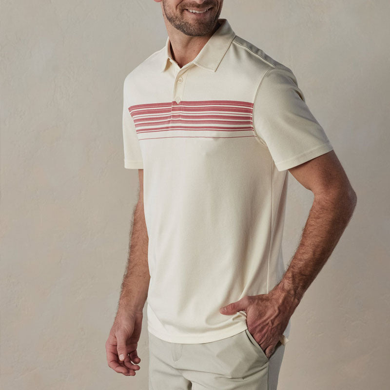 Elegante polo da uomo Slim Fit in misto cotone con scollo a punta e righe eleganti per l'abbigliamento di tutti i giorni