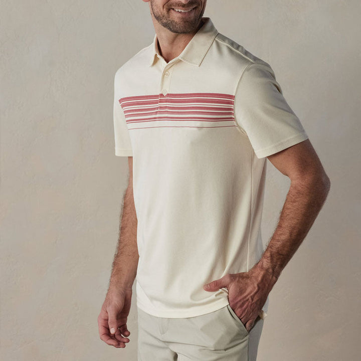 Elegante polo da uomo Slim Fit in misto cotone con scollo a punta e righe eleganti per l'abbigliamento di tutti i giorni