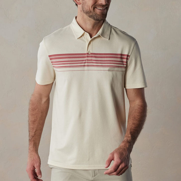 Elegante polo da uomo Slim Fit in misto cotone con scollo a punta e righe eleganti per l'abbigliamento di tutti i giorni