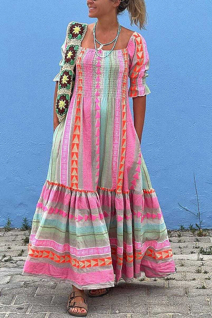 Vestido de verano para mujer - Elegante vestito senza maniche con collo rosso per un look casual e comodo