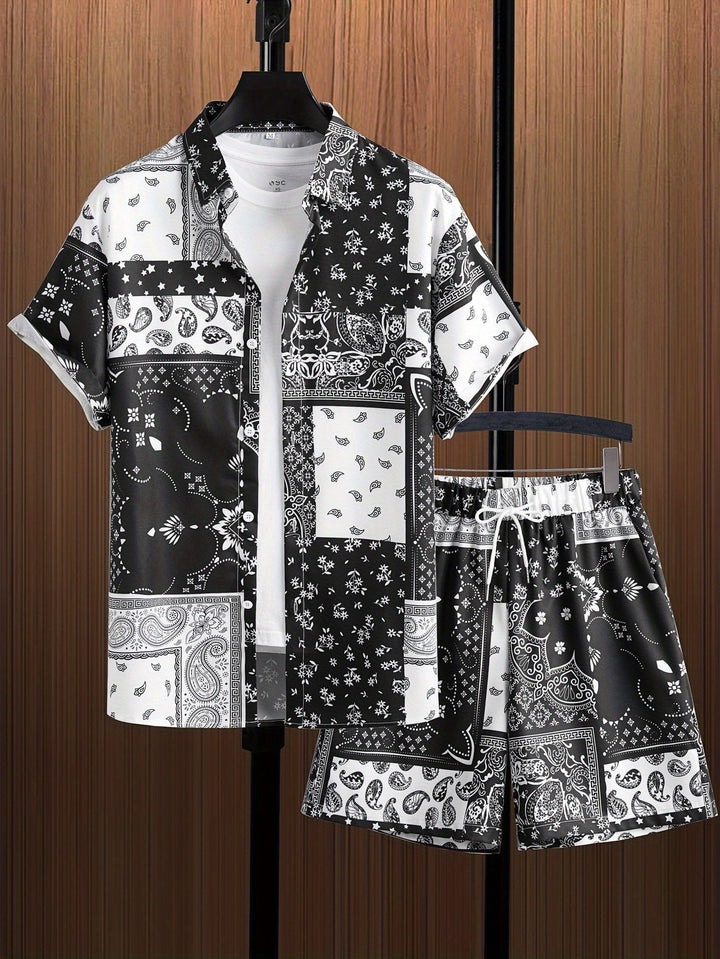 Un set di eleganza maschile: camicia a maniche corte e pantaloncini eleganti in un unico set