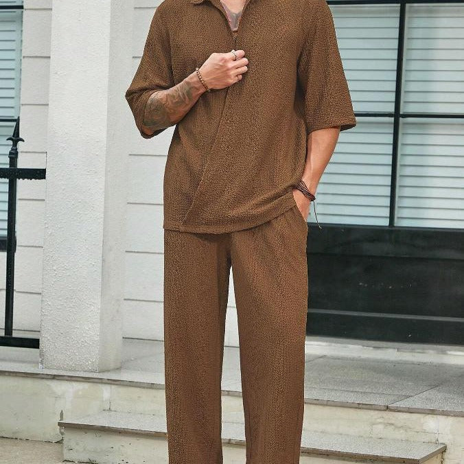 Set comfort da uomo: maglietta a maniche lunghe e pantaloni traspiranti Coupe Relaxée