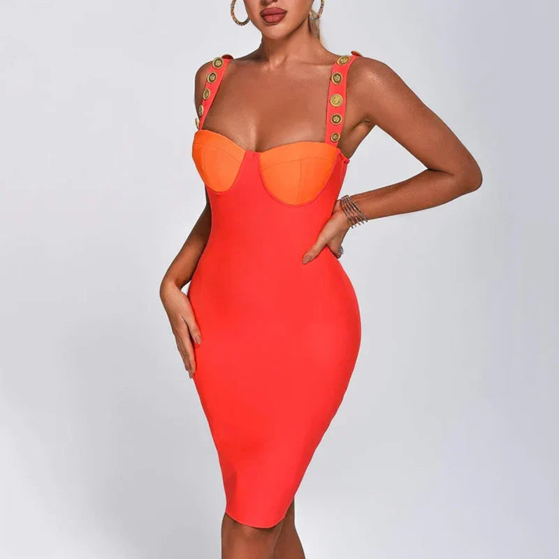 Gilet Bodycon per donna con top bustier e dettagli di tiranti con bottoni - Tela elastica e regolabile per una perfetta protezione ed estetica