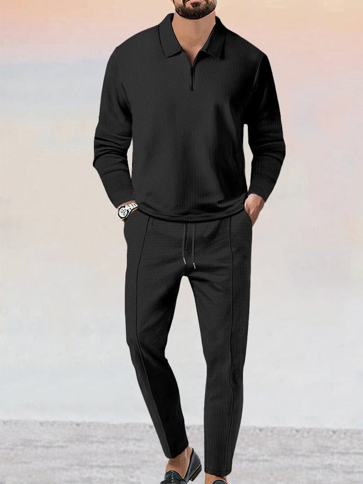 Kit sportivo completo da uomo con elegante motivo gaufré e design a due pezzi alla moda