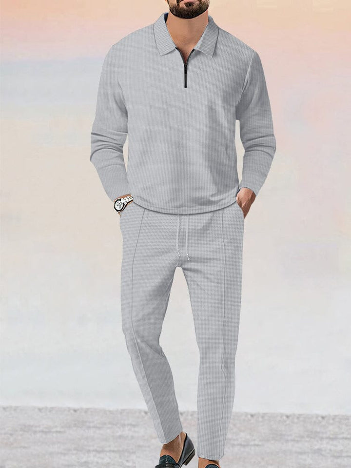 Kit sportivo completo da uomo con elegante motivo gaufré e design a due pezzi alla moda