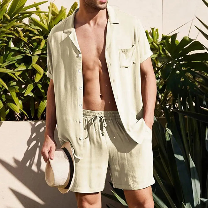 Elegante set da uomo informale con gilet e pantaloni corti per le occasioni di tutti i giorni