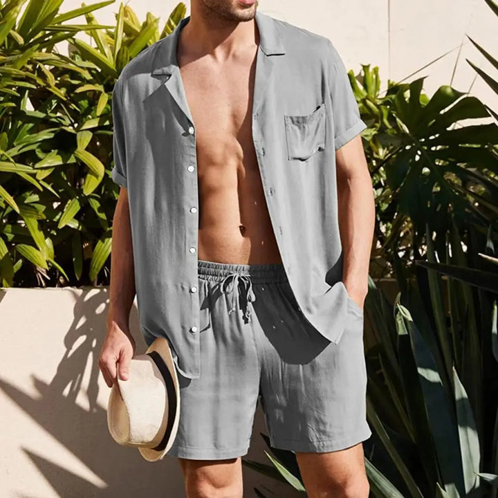 Elegante set da uomo informale con gilet e pantaloni corti per le occasioni di tutti i giorni