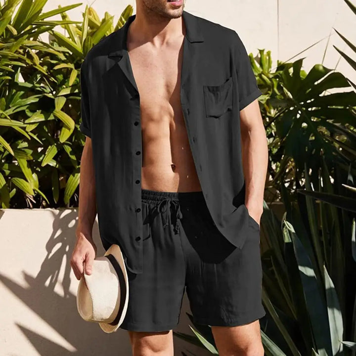 Elegante set da uomo informale con gilet e pantaloni corti per le occasioni di tutti i giorni