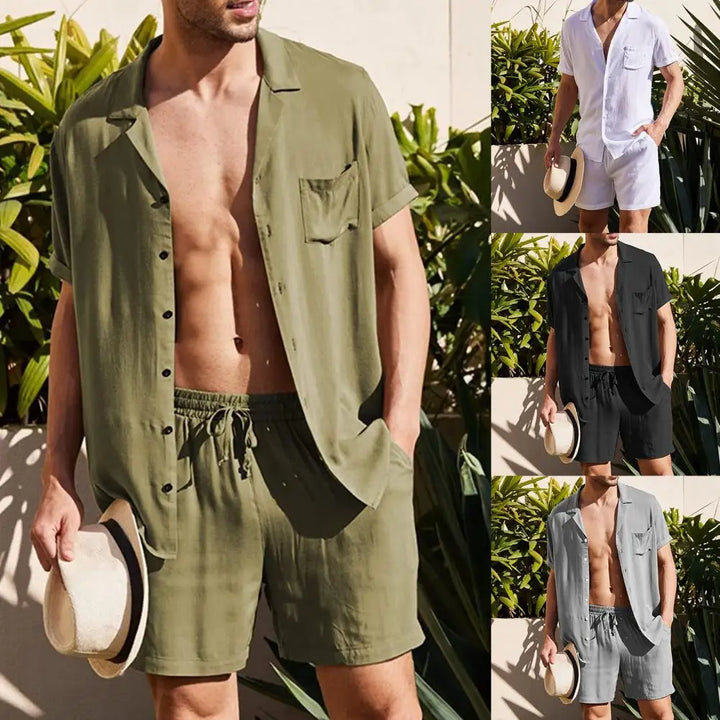Elegante set da uomo informale con gilet e pantaloni corti per le occasioni di tutti i giorni