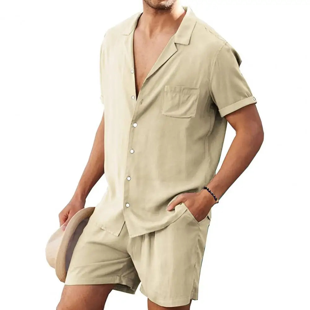 Elegante set da uomo informale con gilet e pantaloni corti per le occasioni di tutti i giorni
