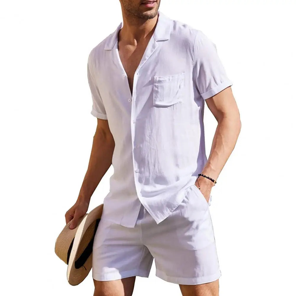 Elegante set da uomo informale con gilet e pantaloni corti per le occasioni di tutti i giorni