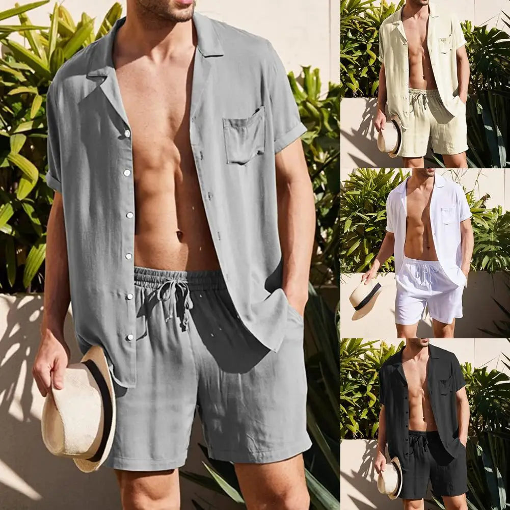 Elegante set da uomo informale con gilet e pantaloni corti per le occasioni di tutti i giorni