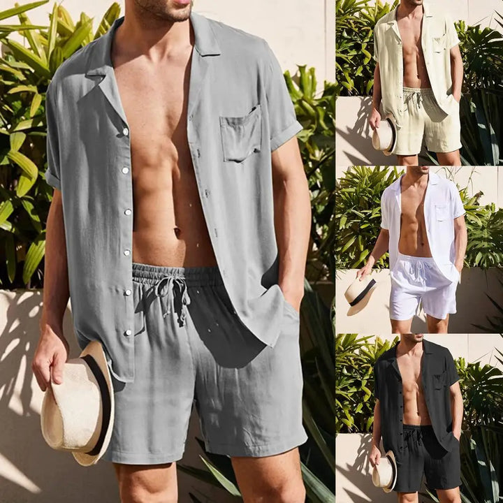 Elegante set da uomo informale con gilet e pantaloni corti per le occasioni di tutti i giorni