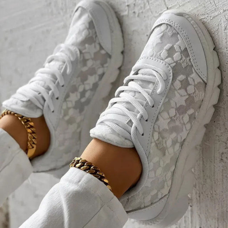 Sneakers da donna in mesh eleganti e traspiranti con suola ammortizzata e sistema di allacciatura sicuro