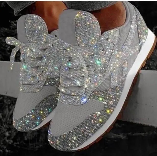 Sneakers Glamor pour Femmes avec Paillettes et Effet Allongeant la Silhouette