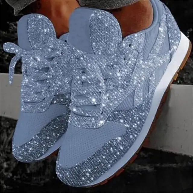 Sneakers Glamor pour Femmes avec Paillettes et Effet Allongeant la Silhouette
