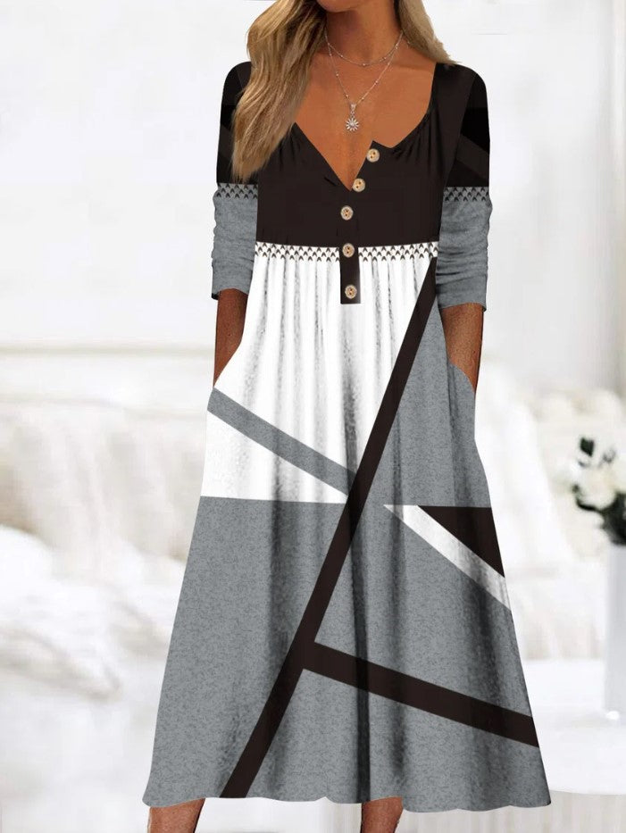 Vestido midi con botones para mujer - Estilo casual y elegante