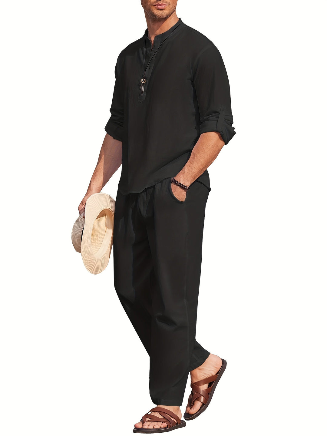 Ensemble Homme Lin Léger et Écologique pour un Été Confortevole