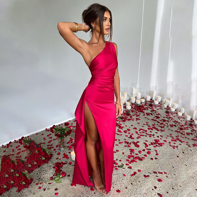 Abito da festa elegante e glamour senza maniche per donna - scintillante midi alla moda