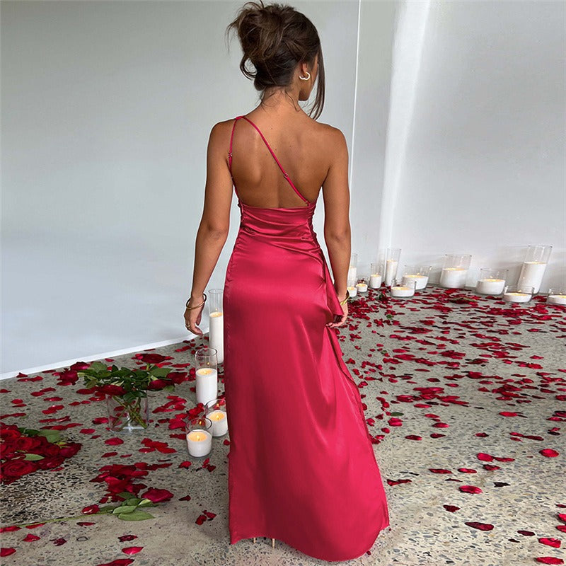 Abito da festa elegante e glamour senza maniche per donna - scintillante midi alla moda