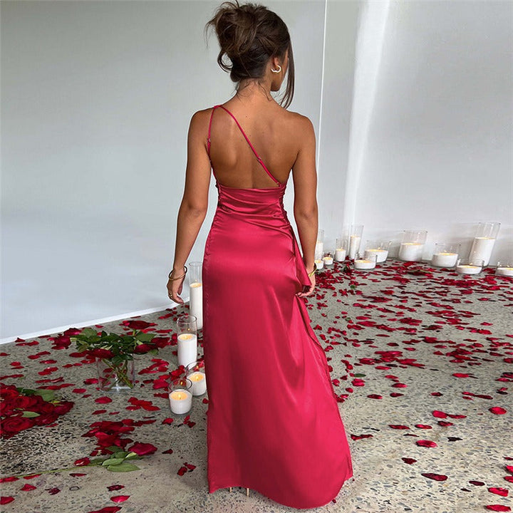 Abito da festa elegante e glamour senza maniche per donna - scintillante midi alla moda