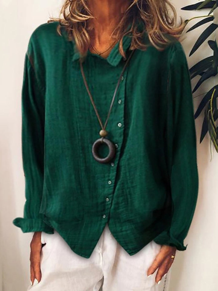 Camicia casual femminile in cotone e lino, stile elegante e massimo comfort