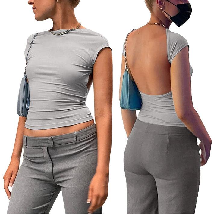T-shirt da donna in tessuto elasticizzato con eleganti polsini - Ideale per lo stile quotidiano