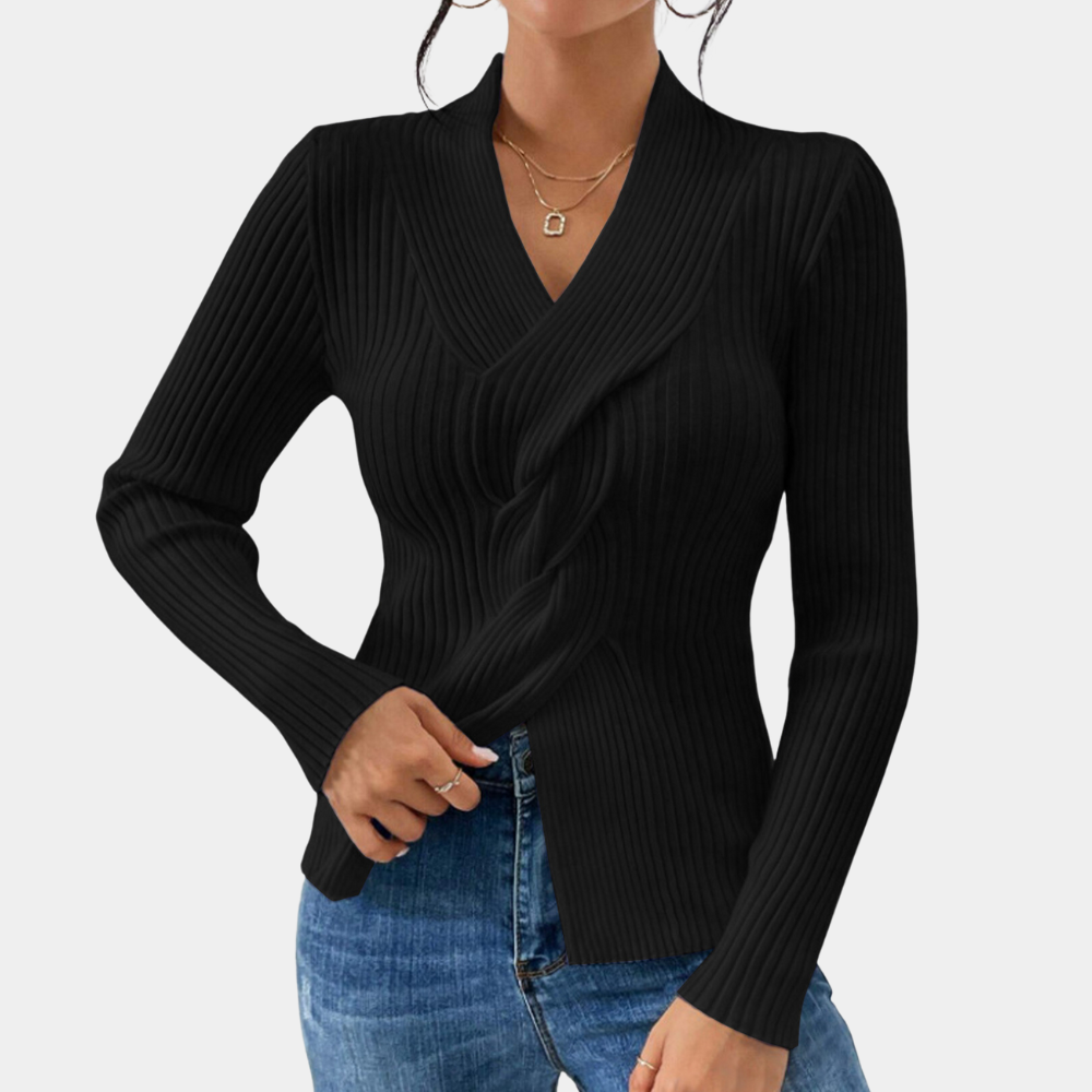 Maelle - Elegante maglione da donna con scollo a punta chic