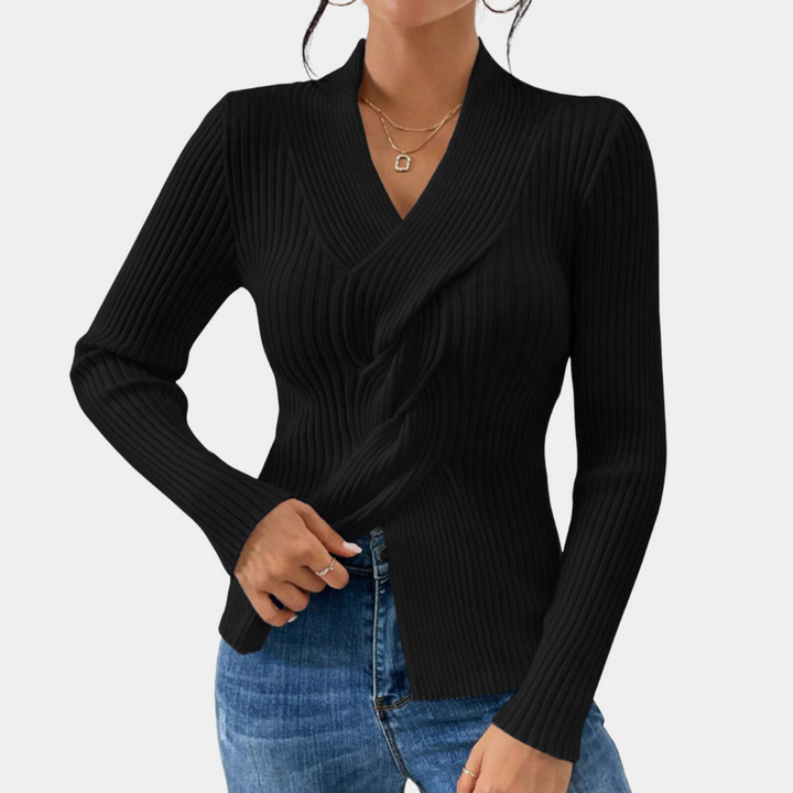 Maelle - Elegante maglione da donna con scollo a punta chic