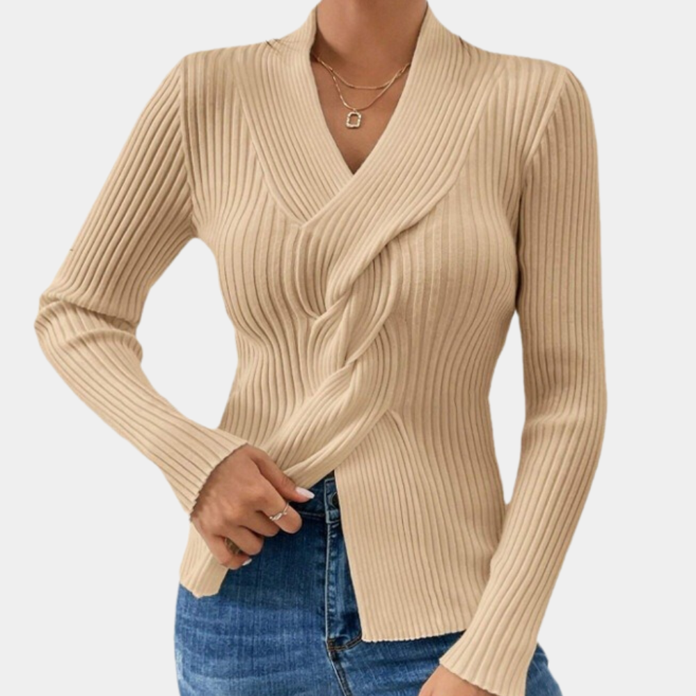 Maelle - Elegante maglione da donna con scollo a punta chic