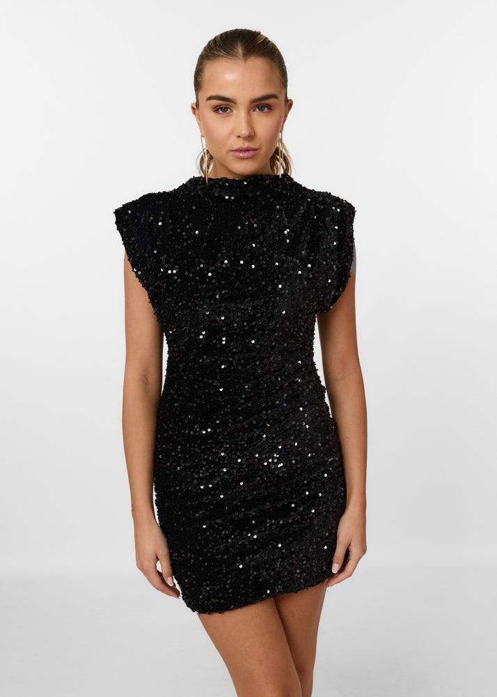 Abito Mini Pailletée Élégante Sans Manches pour Fêtes pour Femmes