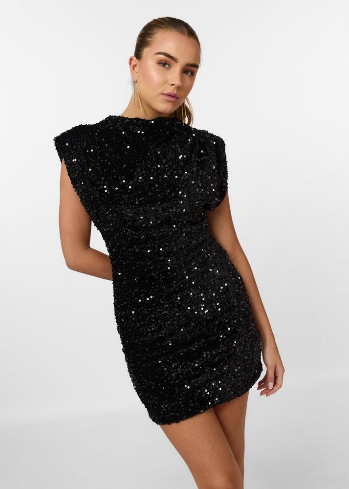 Abito Mini Pailletée Élégante Sans Manches pour Fêtes pour Femmes