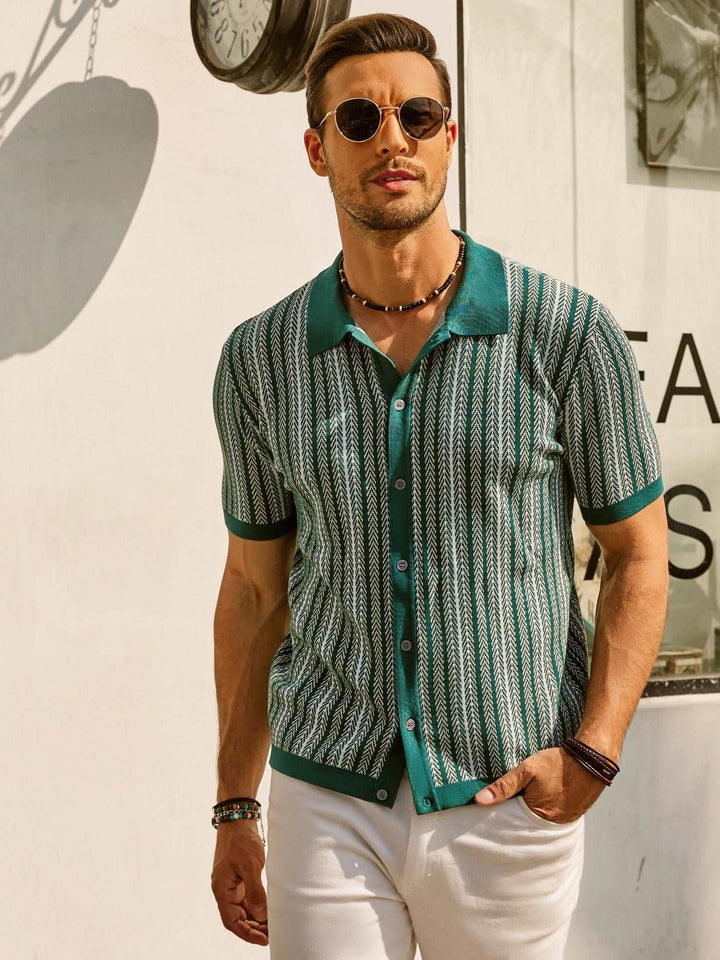 Polo Slim Fit da uomo con riga retrò - misto cotone leggero e maniche corte per un comfort eccezionale