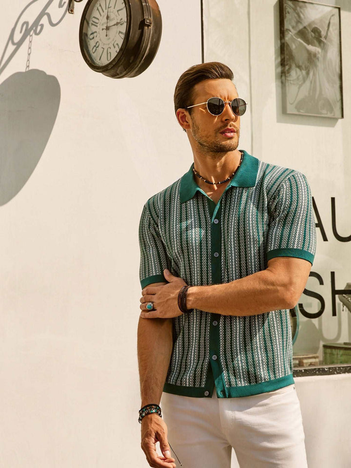 Polo Slim Fit da uomo con riga retrò - misto cotone leggero e maniche corte per un comfort eccezionale