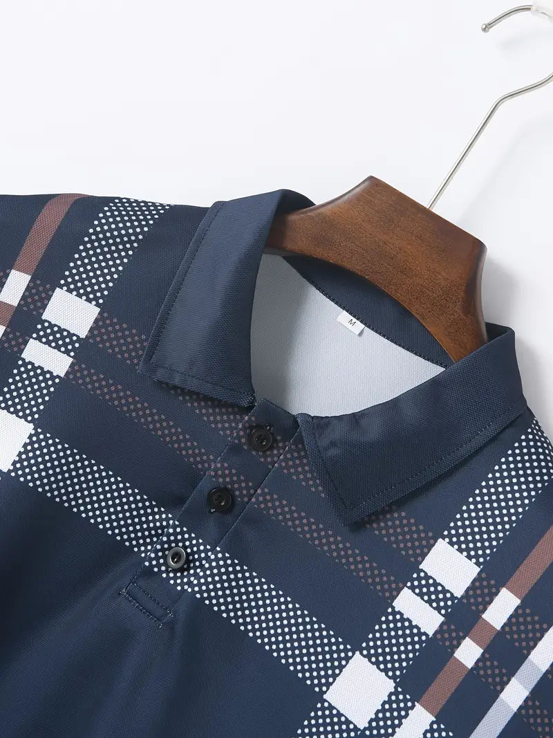 Camisa Polo para Hombre con Estilo Cuadrados - Ajuste Slim y Manga Corta para un Look Casual y Clásico