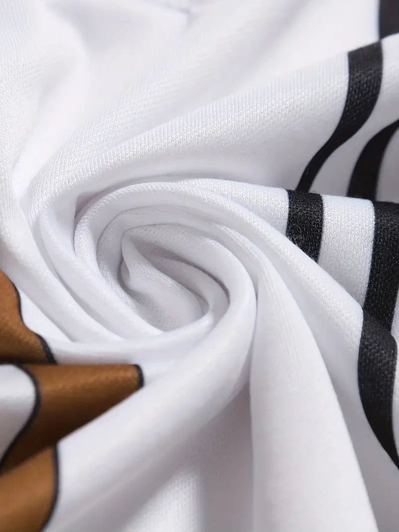 Polo da uomo elegante, slim fit, a maniche corte, a righe verticali, colletto classico