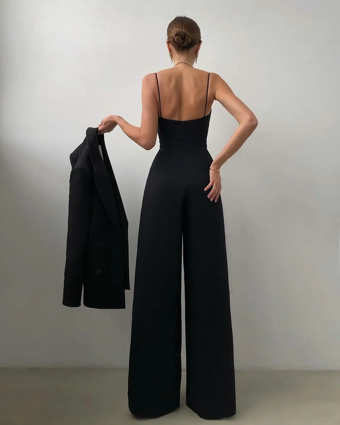 Penelope - Tuta elegante senza maniche a vita alta e a gamba larga per donna