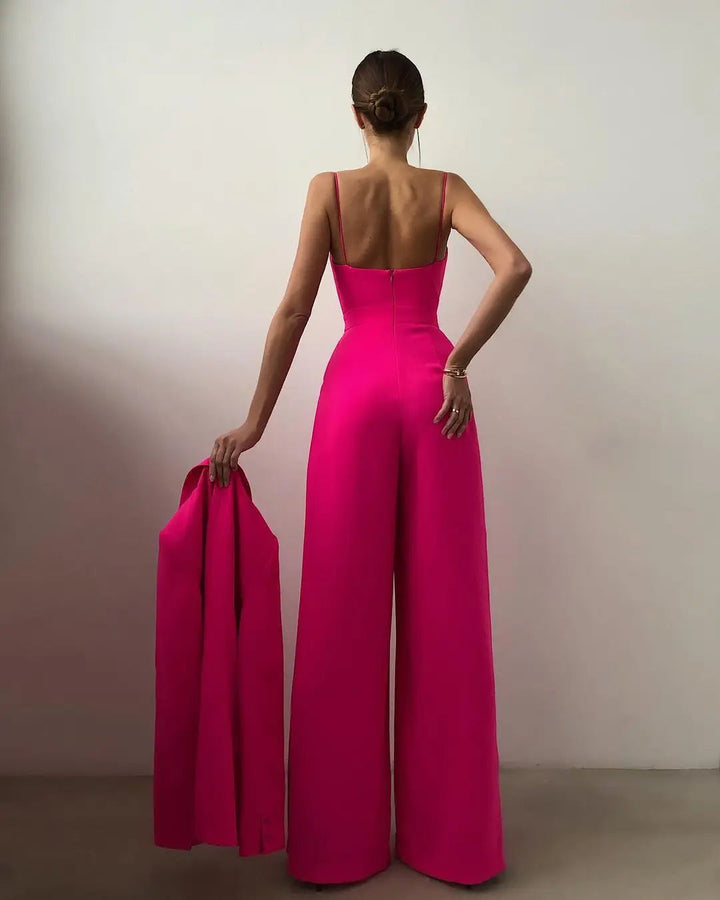 Penelope - Tuta elegante senza maniche a vita alta e a gamba larga per donna