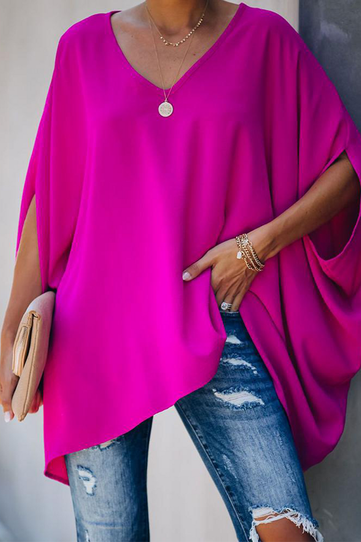 T-shirt elegante da donna con scollo a V - taglio classico, dritto e svasato