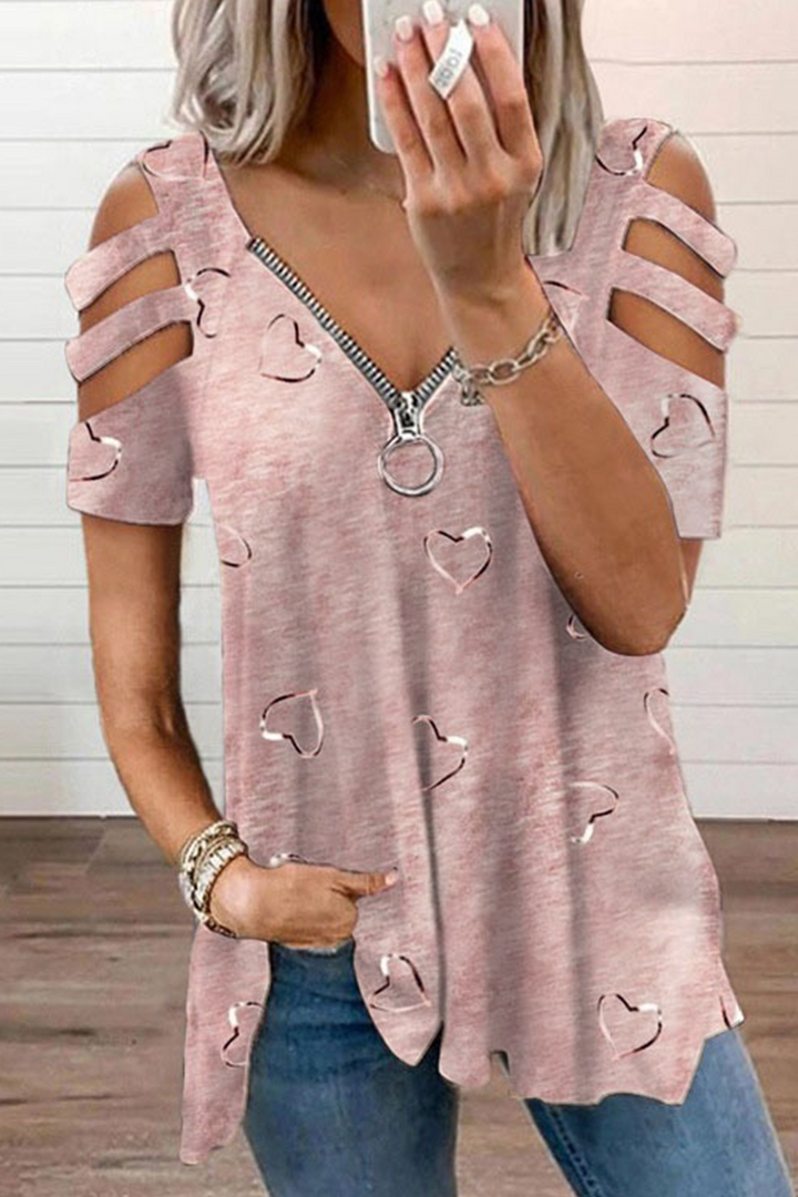 Top da donna alla moda con stampa e cerniera elegante, perfetto per ogni occasione